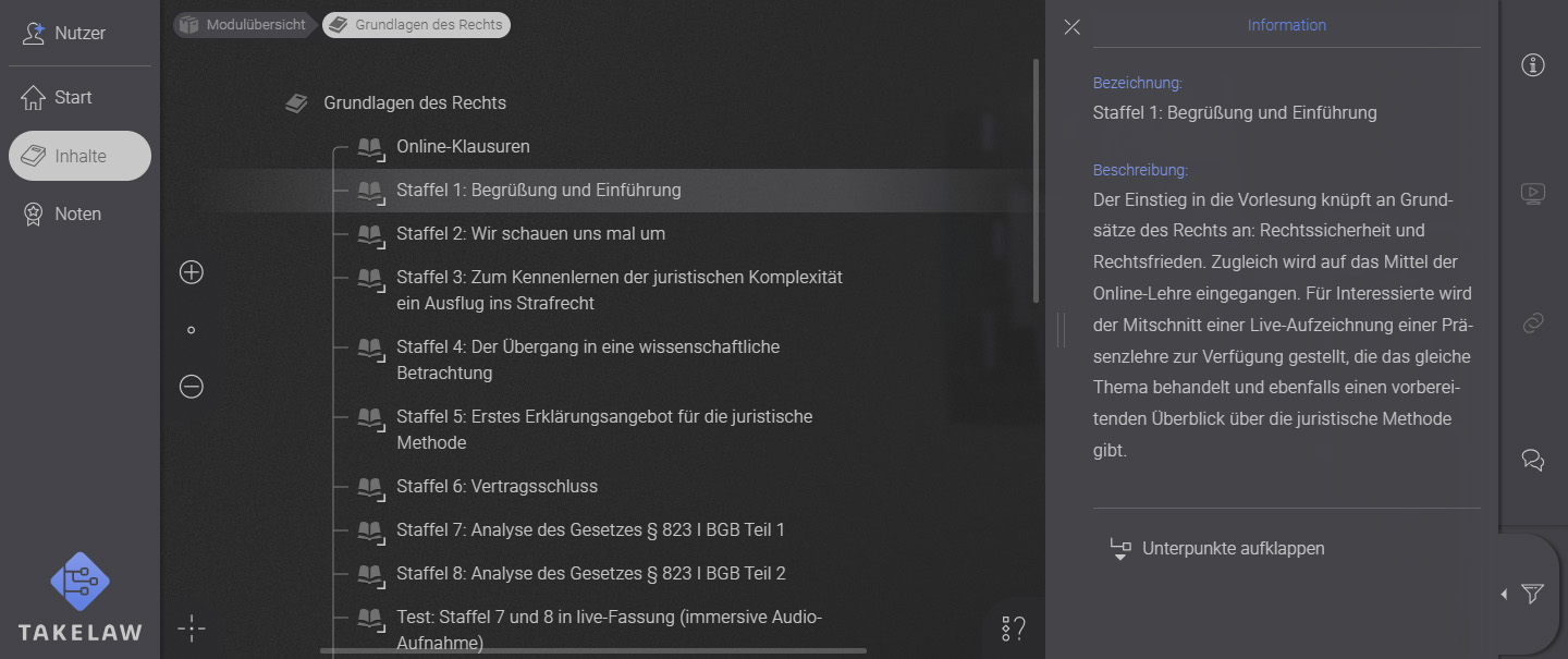 screenshot interface werkzeugleiste info-tab