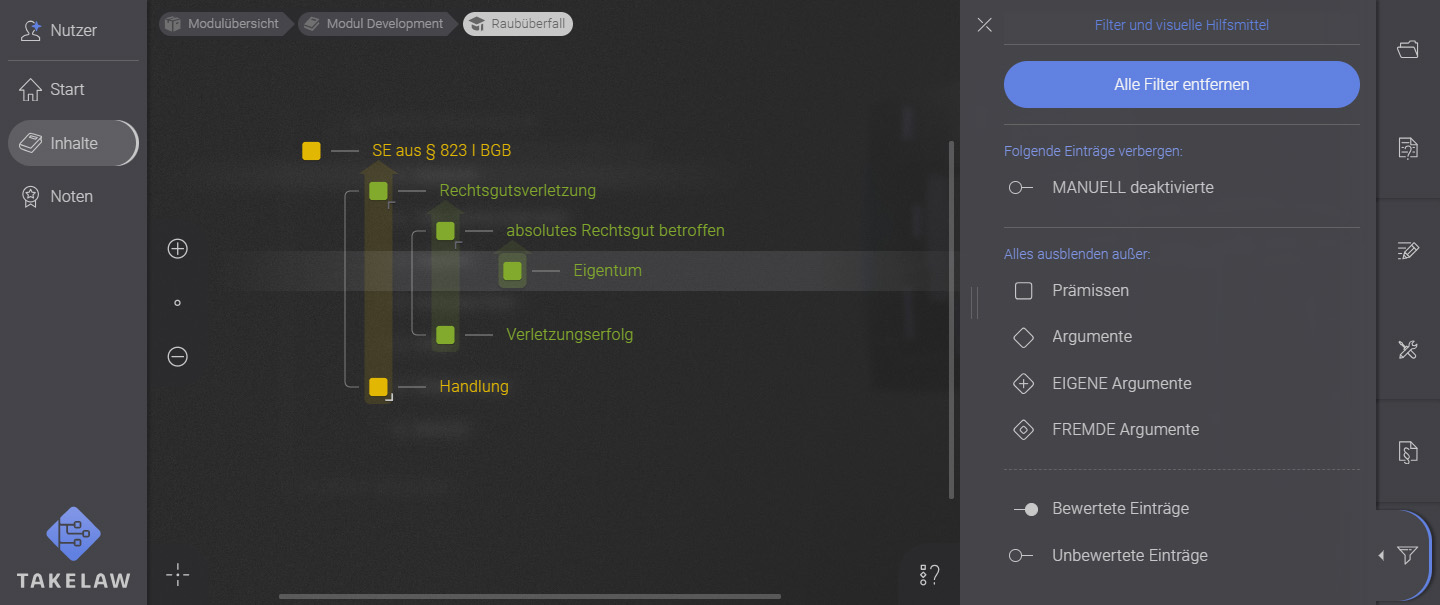 screenshot interface werkzeugleiste filter-tab