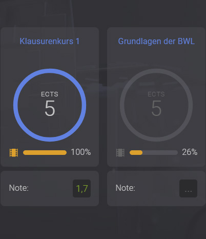 screenshot interface Statistik Modulansicht