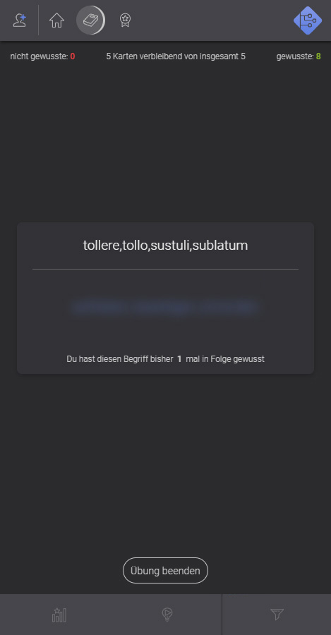 screenshot Vocabulize Karteikarte verdeckt