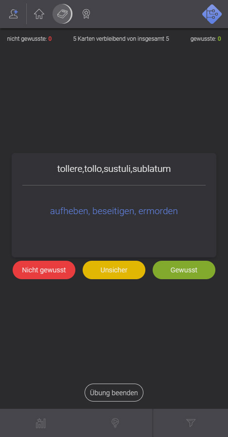 screenshot Vocabulize Karteikarte sichtbar